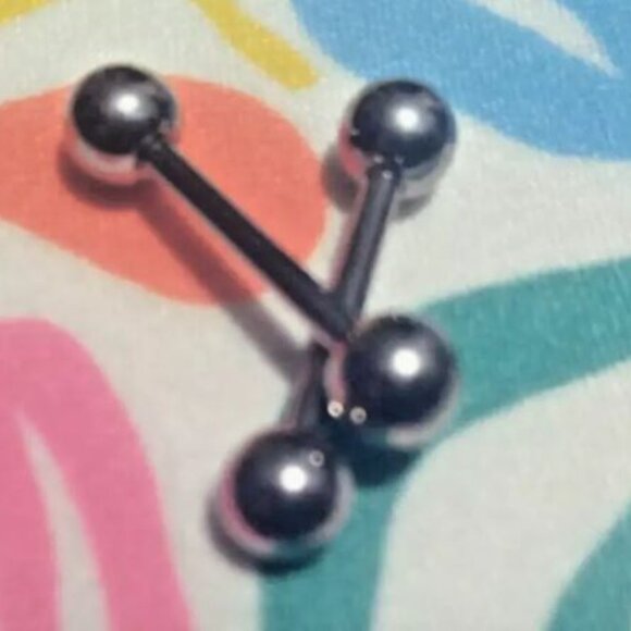 PAIR OF 14 GAUGE X 12 MM LENGTH X 5 MM BALL ENDS. BARBELLS BODY PIERCING JEWELRY - Picture 2 of 3